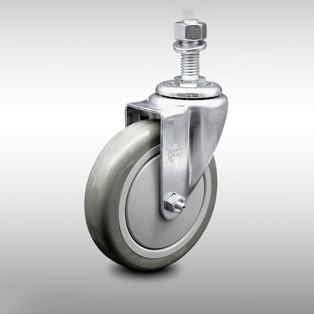 Service Caster 5 Inch SS Gray Polyurethane Wheel Swivel 1/2 Inch Threaded Stem Caster SCC SCC-SSTS20S514-PPUB-121315